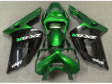 Gloss Green and Black 03-04 ZX6R Fairings