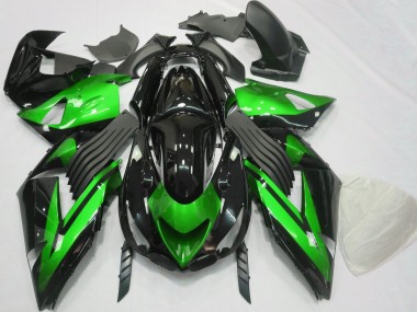 Gloss Green and Black Plain 06-11 ZX14R Fairings
