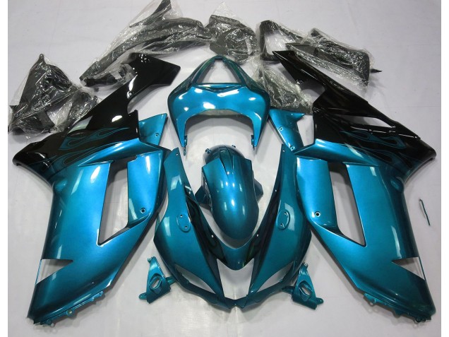 Gloss Light Blue & Black 07-08 ZX6R Fairings
