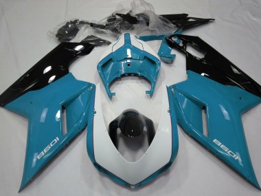 Gloss Light Blue & White 07-14 Ducati 848 1098 1198 Fairings
