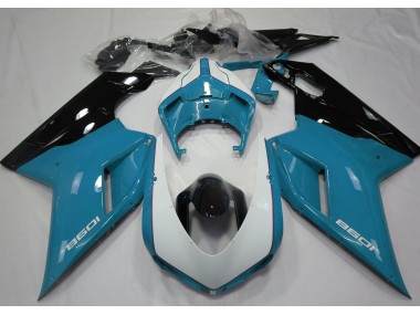 Gloss Light Blue & White 07-14 Ducati 848 1098 1198 Fairings