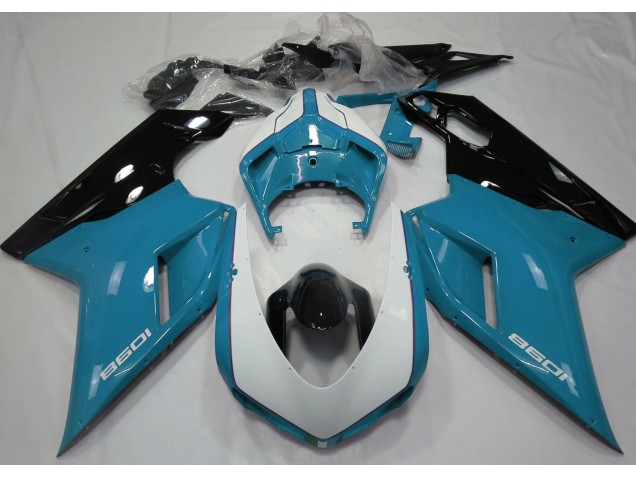 Gloss Light Blue & White 07-14 Ducati 848 1098 1198 Fairings Gloss Light Blue & White 07-14 Ducati 848 1098 1198 Fairings