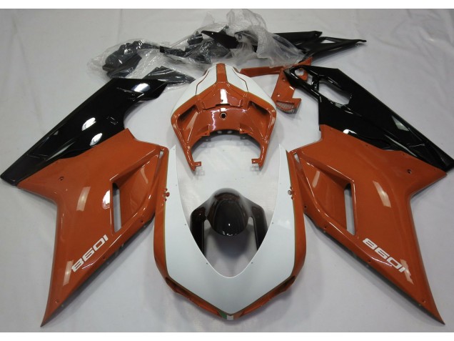 Gloss Orange & White 07-14 Ducati 848 1098 1198 Fairings Gloss Orange & White 07-14 Ducati 848 1098 1198 Fairings