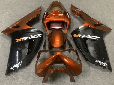 Gloss Orange and Black 03-04 ZX6R Fairings