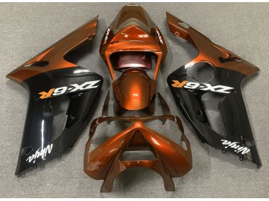 Gloss Orange and Black 03-04 ZX6R Fairings