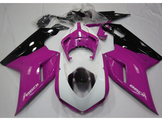 Gloss Pink & White 07-14 Ducati 848 1098 1198 Fairings Gloss Pink & White 07-14 Ducati 848 1098 1198 Fairings
