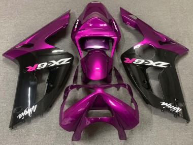 Gloss Pink and Black 03-04 ZX6R Fairings