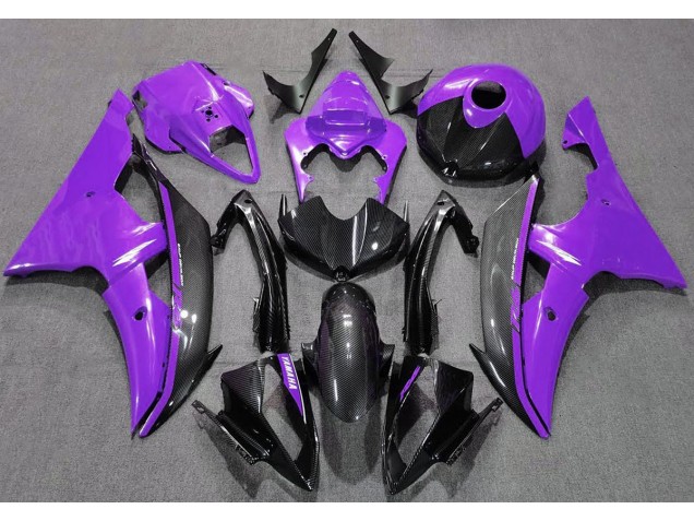 Gloss Purple and Carbon 08-16 R6 Fairings