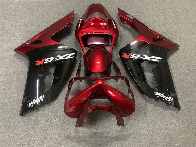 Gloss Red and Black 03-04 ZX6R Fairings
