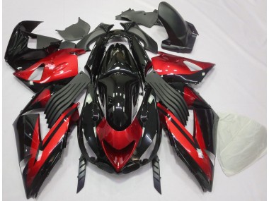 Gloss Red and Black Plain 06-11 ZX14R Fairings