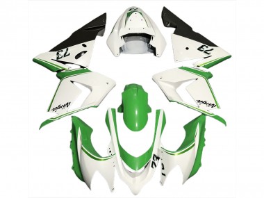 Gloss White & Green 04-05 ZX10R Fairings