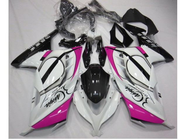 Gloss White & Pink 13-18 Ninja 300 Fairings