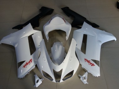 Gloss White & Red Logos 07-08 ZX6R Fairings