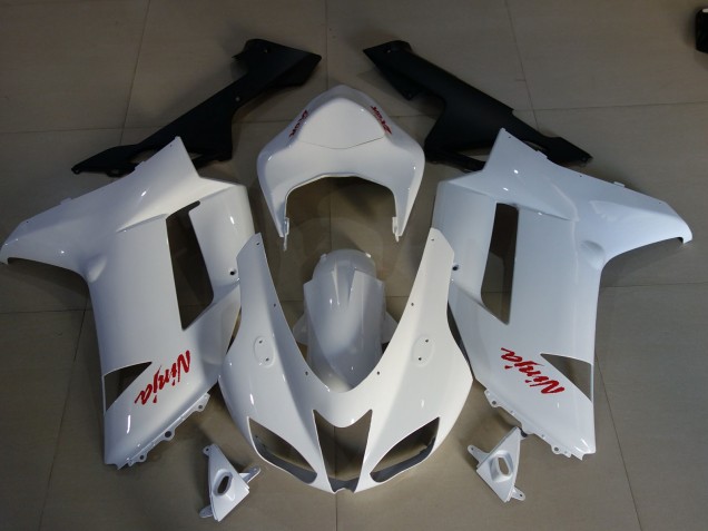 Gloss White & Red Logos 07-08 ZX6R Fairings Gloss White & Red Logos 07-08 ZX6R Fairings