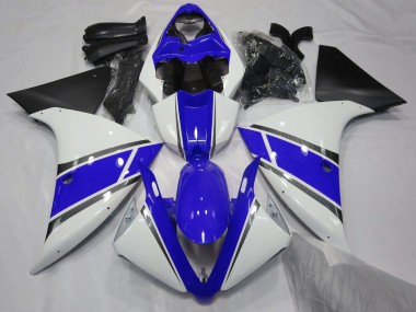 Gloss White and Blue 09-11 R1 Fairings