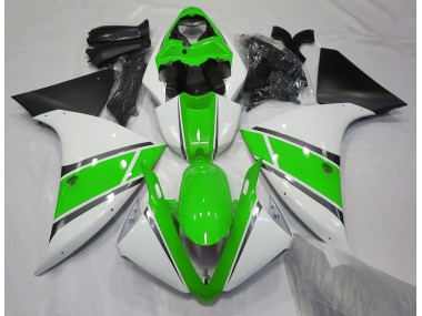Gloss White and Green 09-11 R1 Fairings