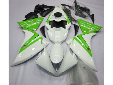 Gloss White and Green 12-14 R1 Fairings