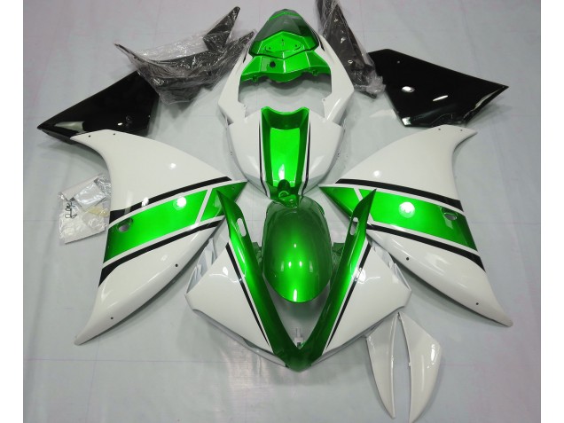 Gloss White and Metallic Green 09-11 R1 Fairings Gloss White and Metallic Green 09-11 R1 Fairings