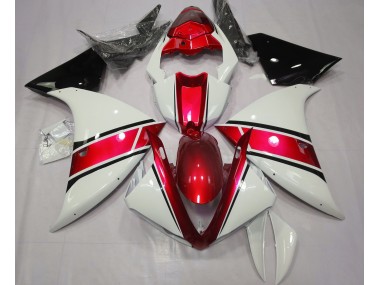 Gloss White and Metallic Red 09-11 R1 Fairings
