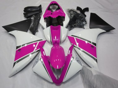 Gloss White and Pink 09-11 R1 Fairings
