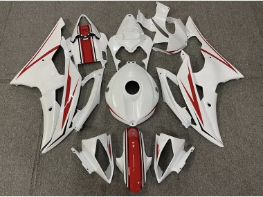 Gloss White and Red 08-16 R6 Fairings