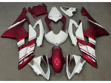 Gloss White and Red OEM Style 08-16 R6 Fairings
