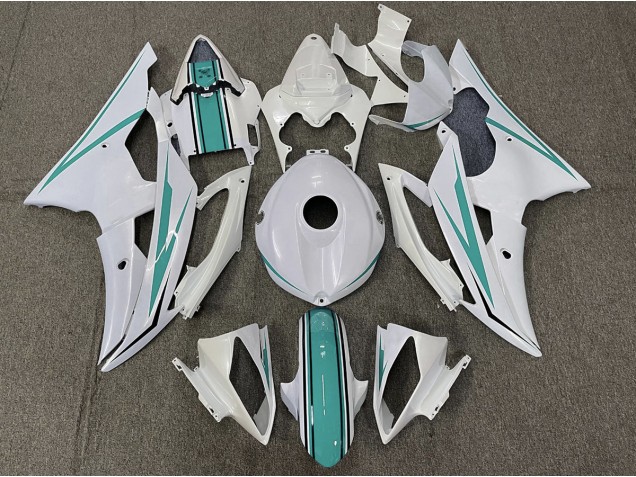 Gloss White and Teal 08-16 R6 Fairings Gloss White and Teal 08-16 R6 Fairings