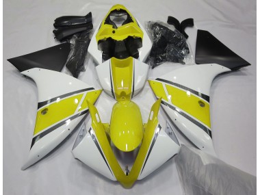 Gloss White and Yellow 09-11 R1 Fairings