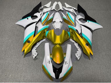 Gold and Light Blue Gloss 17-21 R6 Fairings