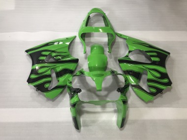 Green & Black Flame 00-02 ZX6R Fairings