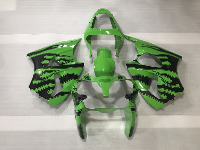 Green & Black Flame 00-02 ZX6R Fairings Green & Black Flame 00-02 ZX6R Fairings
