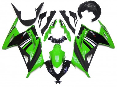 Green Black and White Gloss 13-18 Ninja 300 Fairings