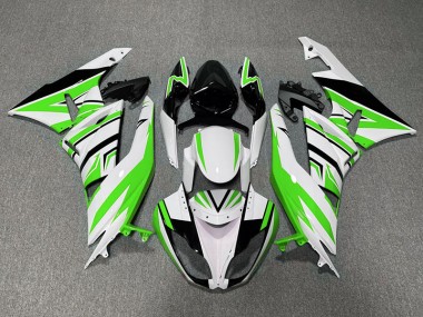 Green White and Black Zag 09-12 ZX6R Fairings