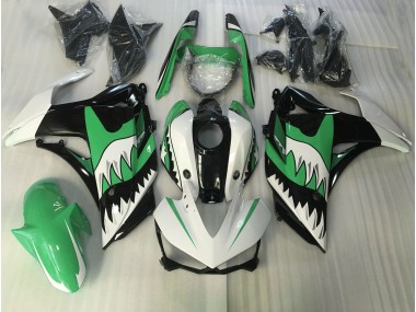 Green and White Shark 15-18 R3 Fairings