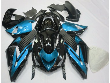 Light Blue and Black Plain 06-11 ZX14R Fairings