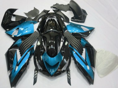 Light Blue and Black Plain 06-11 ZX14R Fairings