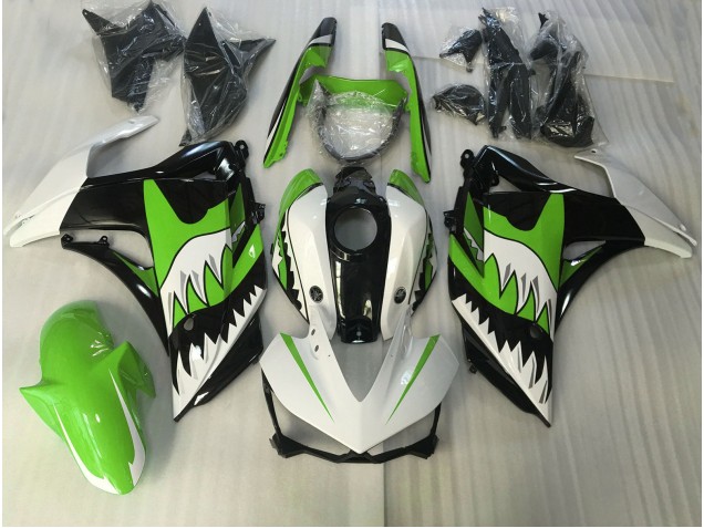 Lime Green and White Shark 15-18 R3 Fairings Lime Green and White Shark 15-18 R3 Fairings