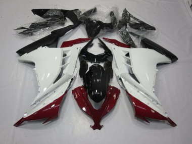 Maroon and White 13-18 Ninja 300 Fairings