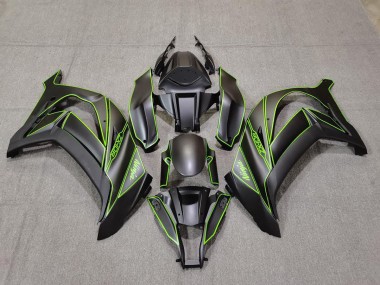 Matte Black & Green Lining 11-15 ZX10R Fairings