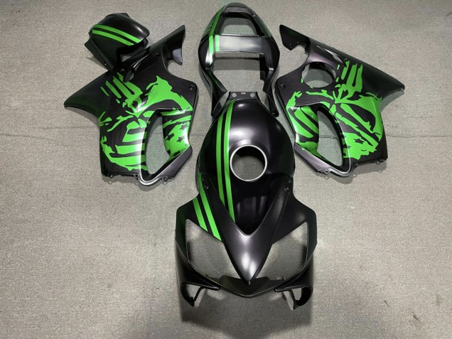Matte Black & Green Skull 01-03 CBR600 F4i Fairings Matte Black & Green Skull 01-03 CBR600 F4i Fairings