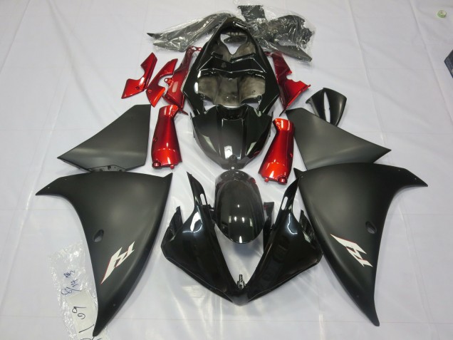 Matte Black Red 12-14 R1 Fairings Matte Black Red 12-14 R1 Fairings