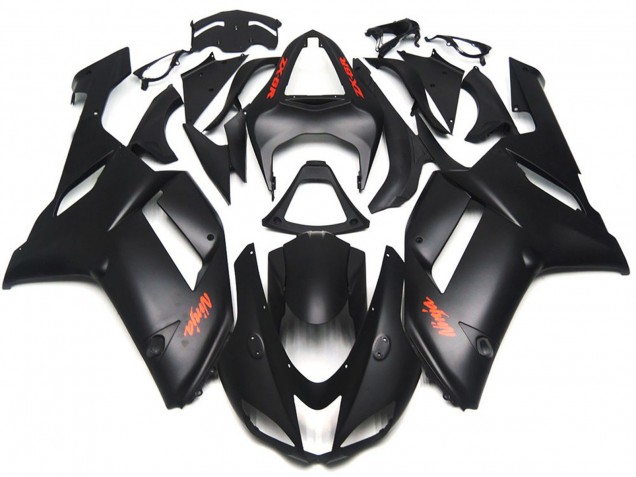 Matte Black Red Decals 07-08 ZX6R Fairings Matte Black Red Decals 07-08 ZX6R Fairings