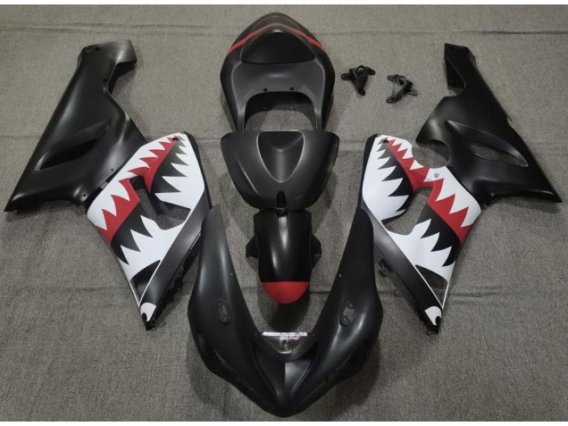 Matte Black Shark 05-06 ZX6R Fairings Matte Black Shark 05-06 ZX6R Fairings