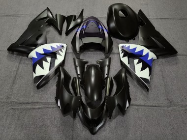 Matte Black and Dark Blue Shark 04-05 ZX10R Fairings