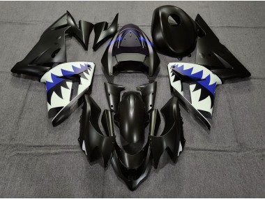 Matte Black and Dark Blue Shark 04-05 ZX10R Fairings