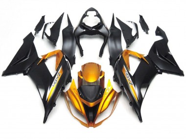 Matte Black and Gold 13-18 ZX6R Fairings
