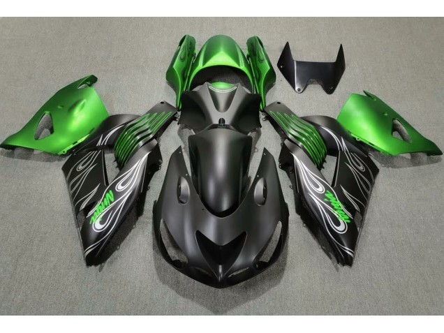 Matte Black and Green 06-11 ZX14R Fairings Matte Black and Green 06-11 ZX14R Fairings