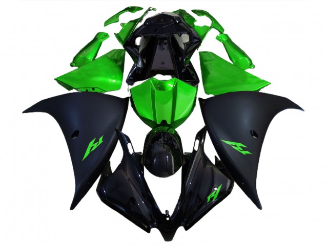 Matte Black and Green 12-14 R1 Fairings Matte Black and Green 12-14 R1 Fairings