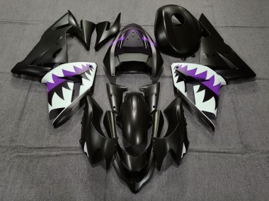 Matte Black and Purple Shark 04-05 ZX10R Fairings