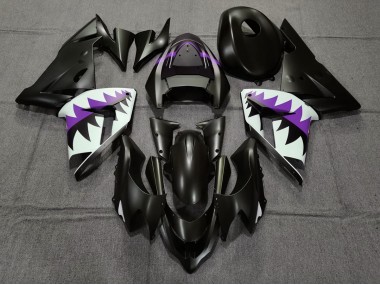 Matte Black and Purple Shark 04-05 ZX10R Fairings